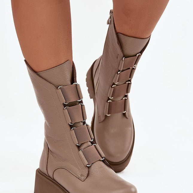 Women's Leather Platform Ankle Boots Durable Comfort Timeless Style - Très Elite