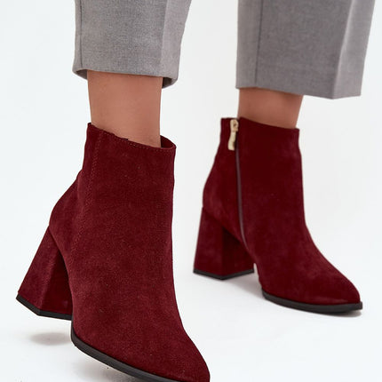 Women's Suede Ankle Boots With Block Heel For Autumn Winter - Très Elite