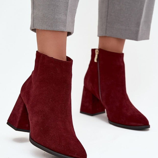 Women's Suede Ankle Boots With Block Heel For Autumn Winter - Très Elite