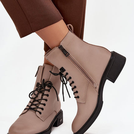 Vinceza Women Natural Leather Ankle Boots With Low Heel And Zipper - Très Elite
