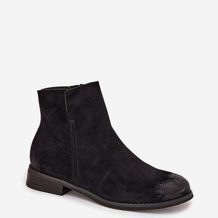 Vinceza Women's Ankle Boots Eco Suede Flat Heel Zipper Closure - Très Elite