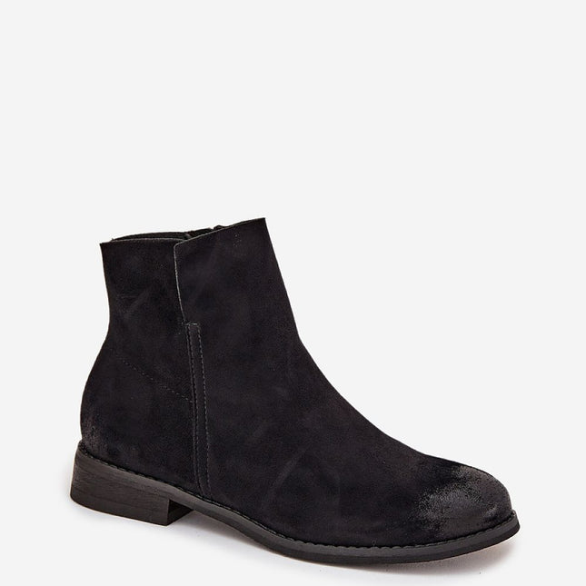 Vinceza Women's Ankle Boots Eco Suede Flat Heel Zipper Closure - Très Elite
