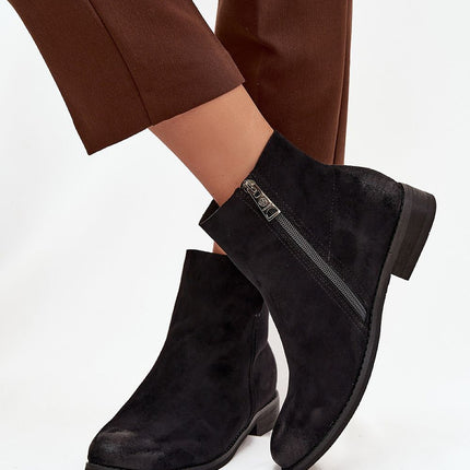 Vinceza Women's Ankle Boots Eco Suede Flat Heel Zipper Closure - Très Elite