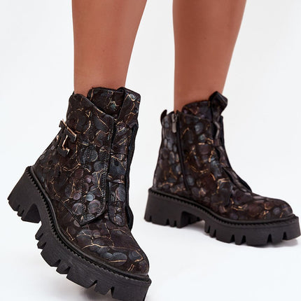 Artiker Womens Natural Leather Ankle Boots With Side Decoration And Zipper - Très Elite