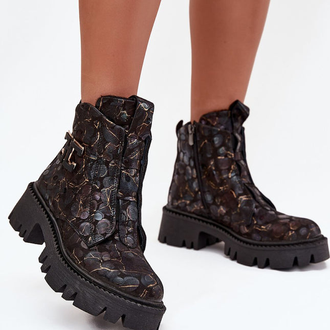 Artiker Womens Natural Leather Ankle Boots With Side Decoration And Zipper - Très Elite