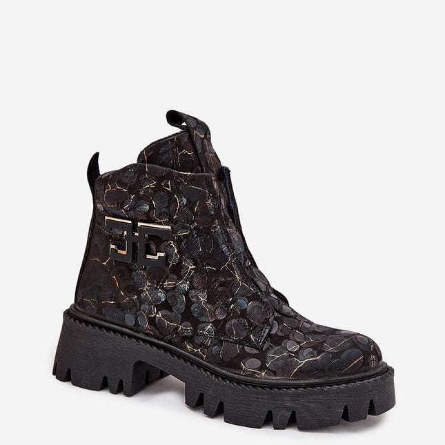 Artiker Womens Natural Leather Ankle Boots With Side Decoration And Zipper - Très Elite