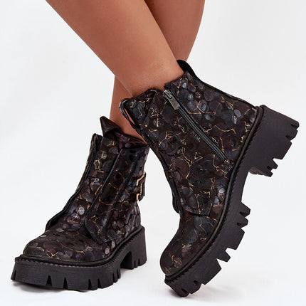 Artiker Womens Natural Leather Ankle Boots With Side Decoration And Zipper - Très Elite