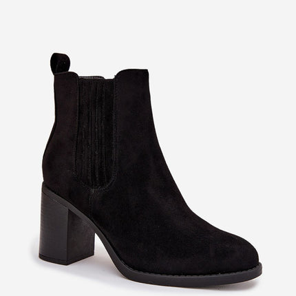 Womens Eco Suede Ankle Boots With Pillar Heel And Insulated Lining - Très Elite