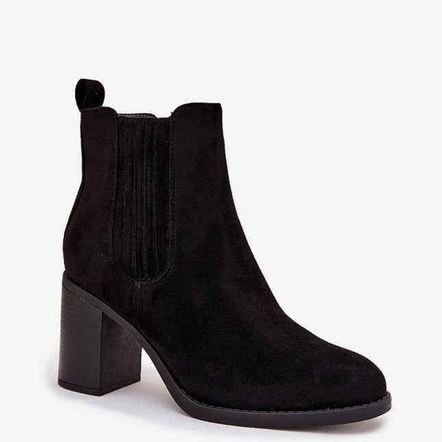 Womens Eco Suede Ankle Boots With Pillar Heel And Insulated Lining - Très Elite