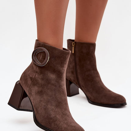 Artiker Suede Ankle Boots For Women With Block Heel And Zipper Closure - Très Elite