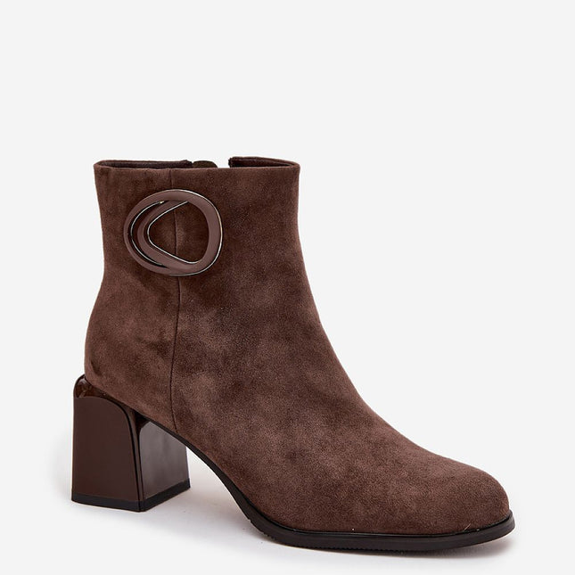 Artiker Suede Ankle Boots For Women With Block Heel And Zipper Closure - Très Elite
