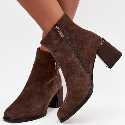 Artiker Suede Ankle Boots For Women With Block Heel And Zipper Closure - Très Elite