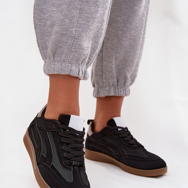 Women's Eco Leather Textile Sneakers With Rubber Sole And Removable Insole - Très Elite