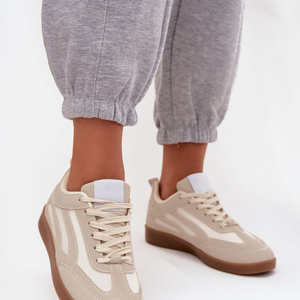 Women's Eco Leather Textile Sneakers With Rubber Sole And Removable Insole - Très Elite