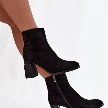 Women Suede Ankle Boots With Column Heel For Elegant Comfort - Très Elite
