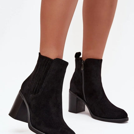 Womens Eco Suede Ankle Boots With Pillar Heel And Insulated Lining - Très Elite