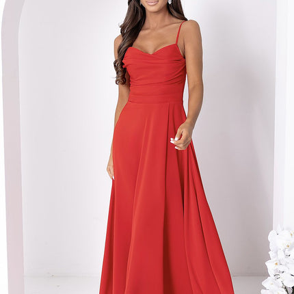 With You Elegant Long Dress with Pockets and Adjustable Straps