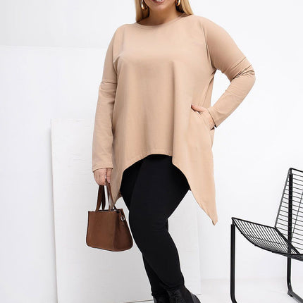 Plus Size Tunic Blouse Cotton Elastane Comfort Fit Everyday - Très Elite