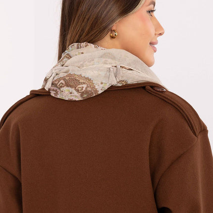 Square Neckerchief Scarf with Print & Fringes – 110 cm Viscose