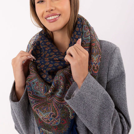 Square Neckerchief Scarf with Print & Fringes – 110 cm Viscose
