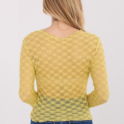 Factory Price Elegant Lace Blouse with Short Sleeves and Sheer Detail