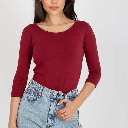 Chic 3/4 Sleeve Cotton-Spandex Blouse - Très Elite