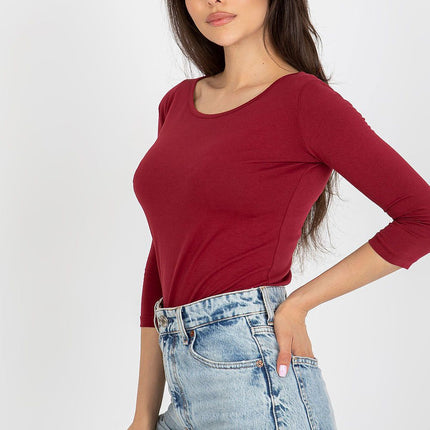 Chic 3/4 Sleeve Cotton-Spandex Blouse - Très Elite