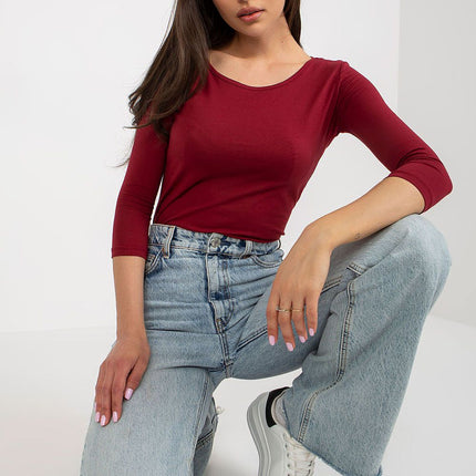 Chic 3/4 Sleeve Cotton-Spandex Blouse - Très Elite