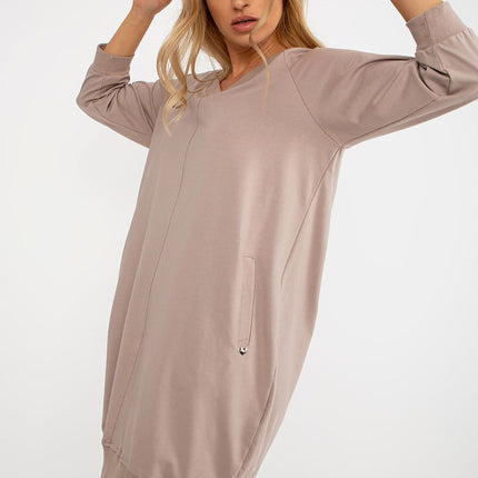 Daydress Knee Length Sweatshirt Dress With Pockets For Everyday Casual Style - Très Elite
