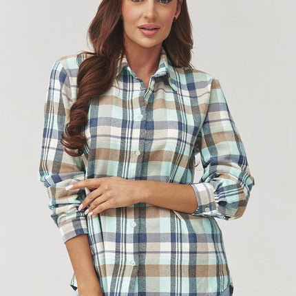 Plaid Long Sleeve Shirt With Loose Fit And Elongated Back - Très Elite