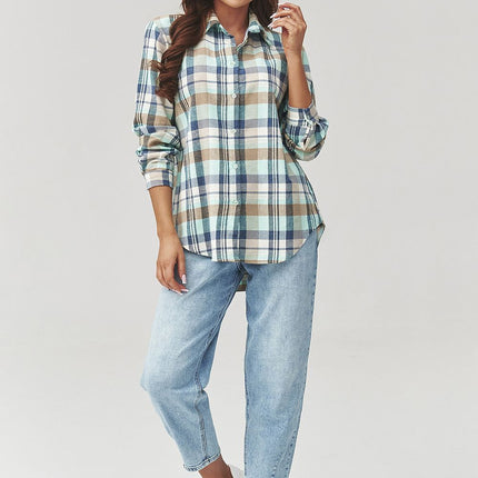 Plaid Long Sleeve Shirt With Loose Fit And Elongated Back - Très Elite
