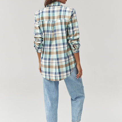 Plaid Long Sleeve Shirt With Loose Fit And Elongated Back - Très Elite
