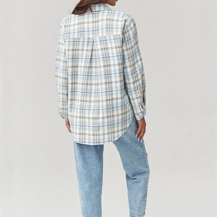 Plaid Long Sleeve Shirt With Loose Fit And Elongated Back - Très Elite