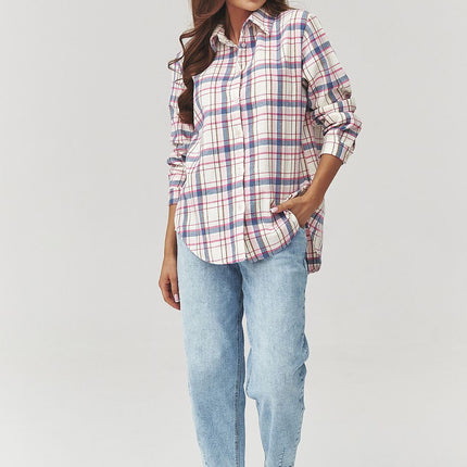 Plaid Long Sleeve Shirt With Loose Fit And Elongated Back - Très Elite