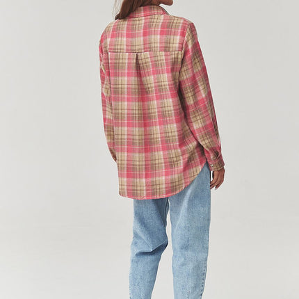 Plaid Long Sleeve Shirt With Loose Fit And Elongated Back - Très Elite