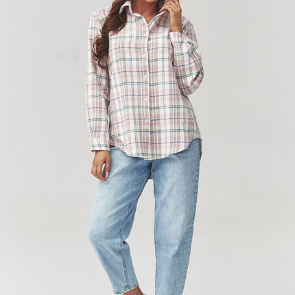Plaid Long Sleeve Shirt With Loose Fit And Elongated Back - Très Elite
