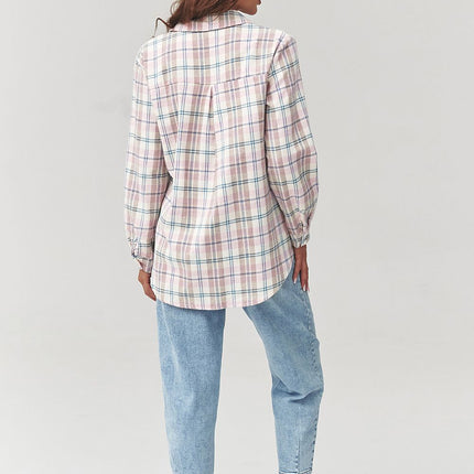 Plaid Long Sleeve Shirt With Loose Fit And Elongated Back - Très Elite