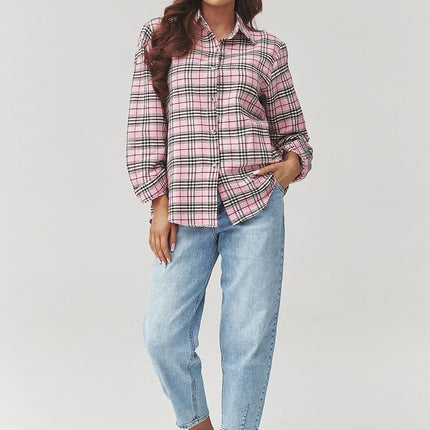 Plaid Long Sleeve Shirt With Loose Fit And Elongated Back - Très Elite