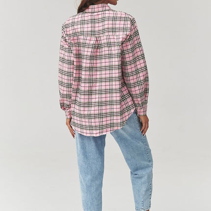 Plaid Long Sleeve Shirt With Loose Fit And Elongated Back - Très Elite