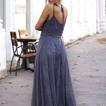 With You Elegant Long Dress with Pockets and Adjustable Straps