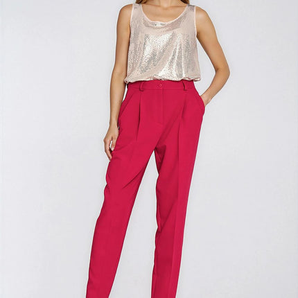 High Waisted Balloon Leg Trousers For Women With Elastic Back Waist Regular Cut - Très Elite
