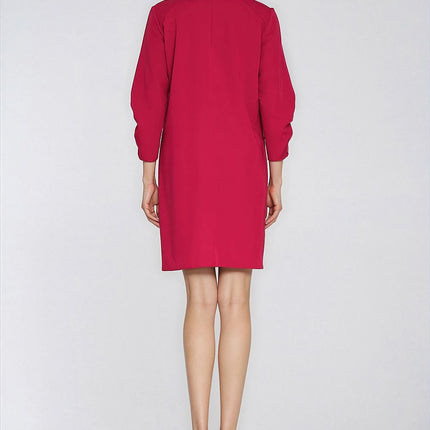 Relaxed A Line Daydress With Round Neck Three Quarter Sleeves Knee Length - Très Elite
