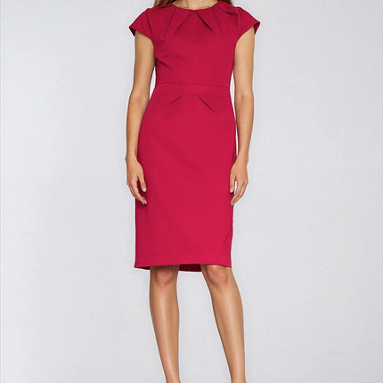 Daydress Fitted Silhouette With Pleated Neckline And Waist Short Cap Sleeve - Très Elite