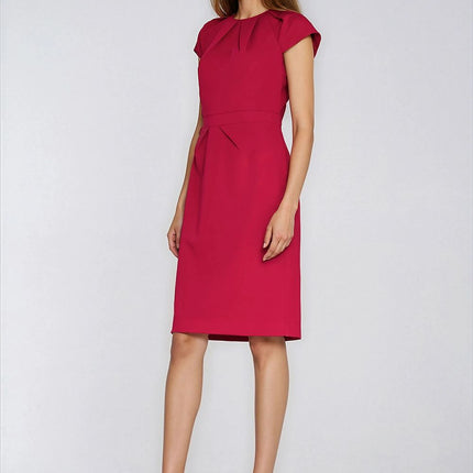 Daydress Fitted Silhouette With Pleated Neckline And Waist Short Cap Sleeve - Très Elite