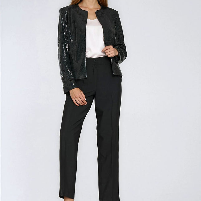 Sequin Bonded Jacket Open Front Regular Fit For Evening Wear - Très Elite