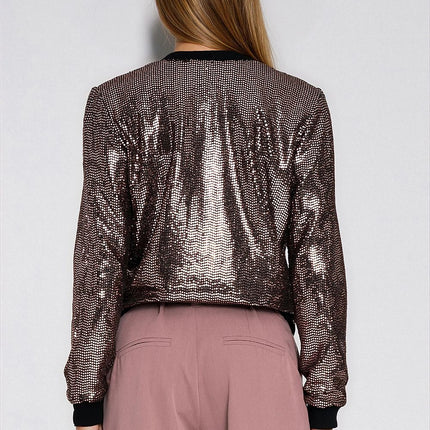 Womens Sequined Sweatshirt Round Neck Regular Fit - Très Elite