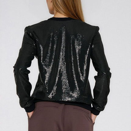 Womens Sequined Sweatshirt Round Neck Regular Fit - Très Elite