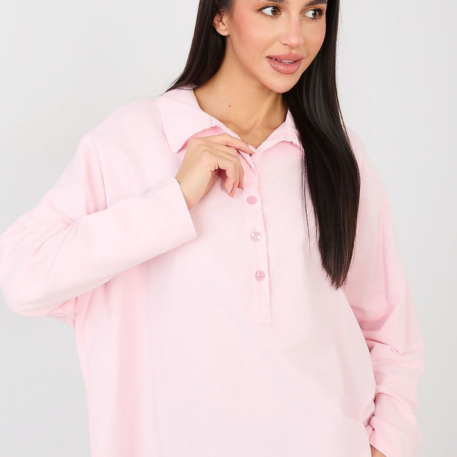 Casual Cotton Blouse Elastane Fitted Long Sleeves Elegant Collar - Très Elite