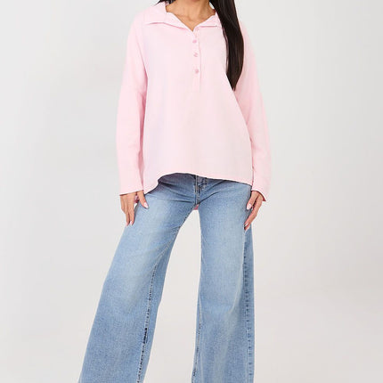 Casual Cotton Blouse Elastane Fitted Long Sleeves Elegant Collar - Très Elite