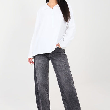 Casual Cotton Blouse Elastane Fitted Long Sleeves Elegant Collar - Très Elite